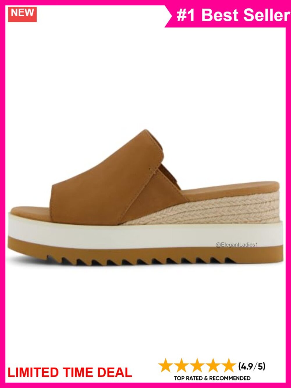 TOMS Diana Mule Wedge Sandal Leather Slip-On Women's